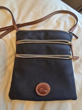 Dooney & Bourke Black Crossbody Bag with Brown Trim